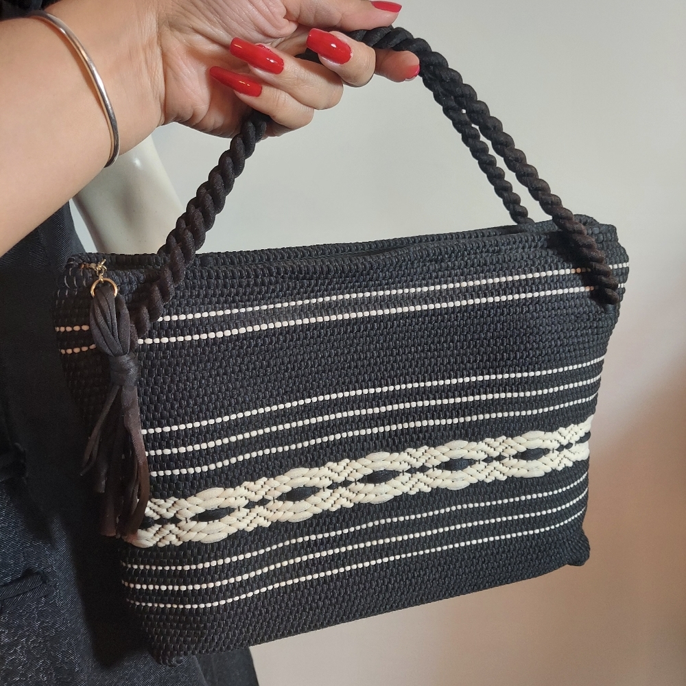 ❄️ Vintage 40s 50s wrist bag cord Woven bag purse